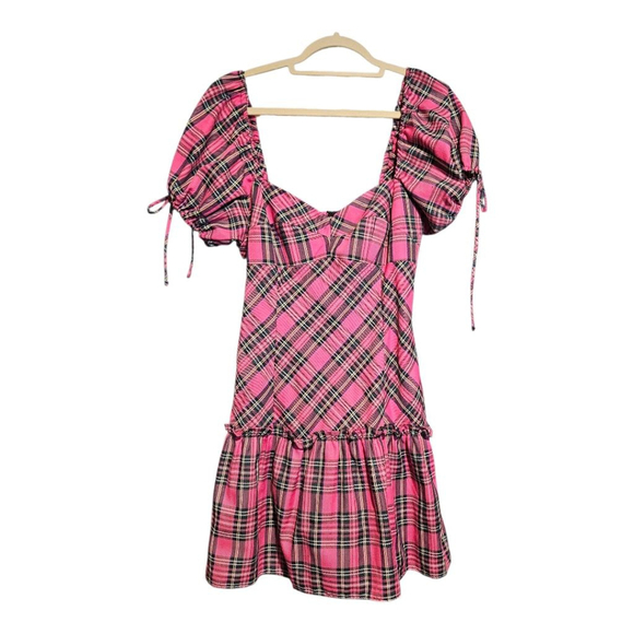 AMANDA UPRICHARD Pink Plaid Mini Dress M - Picture 3 of 7